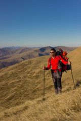 Hiking in the mountains.