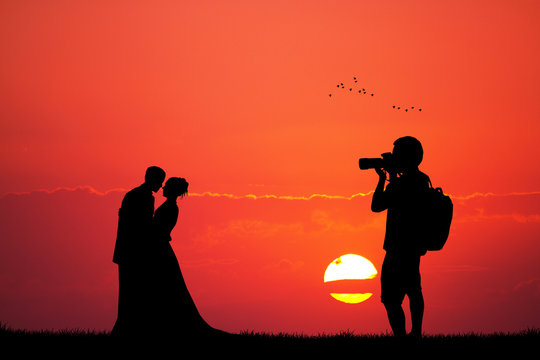 photographer wedding service at sunset