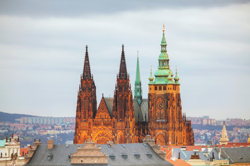 Overview of Prague with St Vitus Cathedral