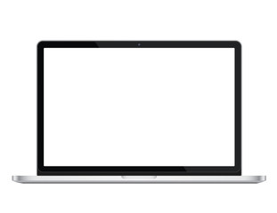 Modern glossy laptop, notebook or ultrabook isolated. Vector illustration