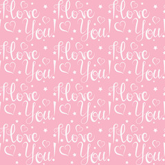 I love you, Valentines Day, lettering, graphic design, pink