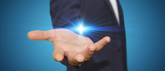 Fototapeta premium Businessman in his office with light