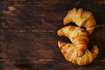 traditional croissants with jam for breakfast
