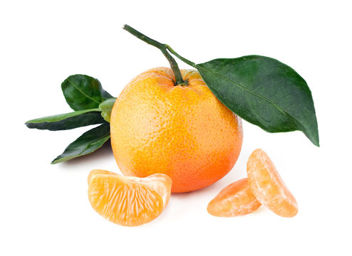 Composition of mandarins . Isolated photo on white with saved clipping path