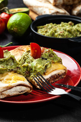 Mexican chimichanga with guacamole dip