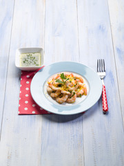shrimp marinated with mint and lemon peel
