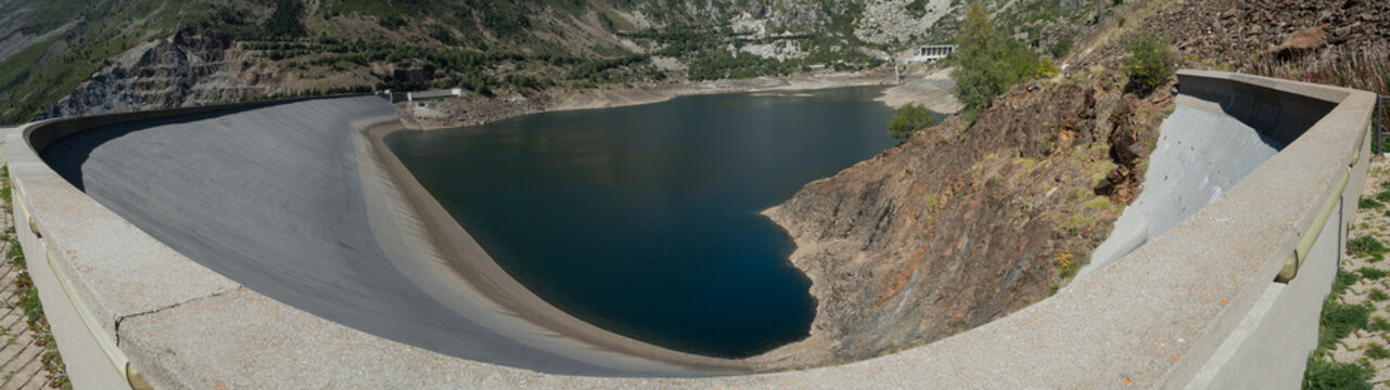 Water dam with heart shaped lake