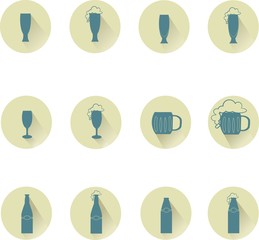 Fototapeta na wymiar Beer, cider, a round icon with a shadow, design element, vector