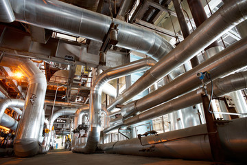 Industrial zone, Steel pipelines, valves and ladders