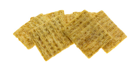 Whole grain crackers on a white background