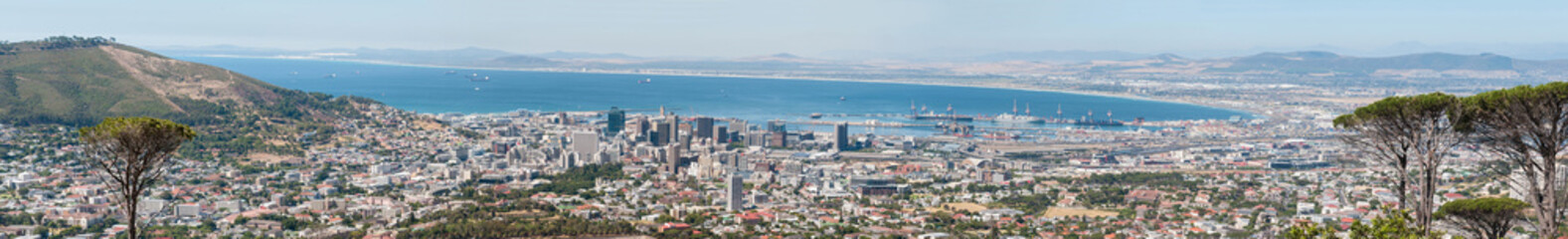 Panorama of Cape Town city center and harbor