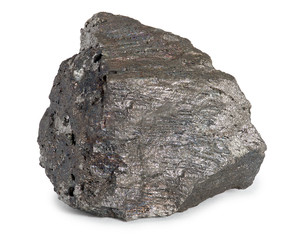 Iron ore mineral isolated on white background. - obrazy, fototapety, plakaty
