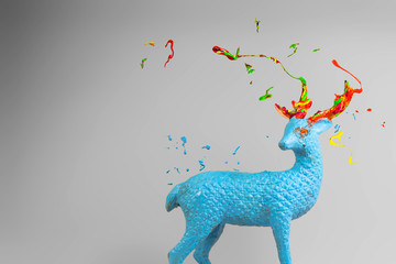 Beautiful colorful horns on a a magic deer