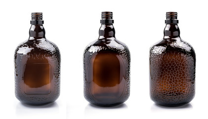 Brown transparent glass bottle.