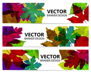 Autumn banners or backgrounds with colorful leaves. Abstract vector illustration, EPS10