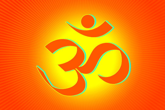 om religious symbols and meditating healing background