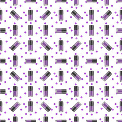 Violet nail polish seamless pattern. Digital drawing of nail lacquers with dotted background