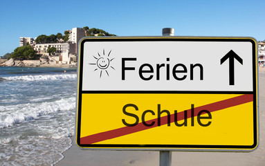 Obraz premium Urlaub Ferien Arbeit Schild