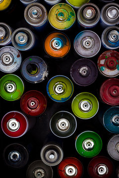spraycans in various colours