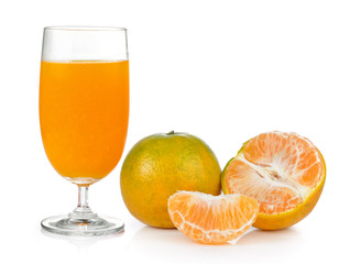 Orange juice and orange isolated on white background