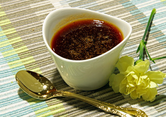 Tamarind chutney, made from jaggery, saunth or ginger and tamarind. © Dipali S