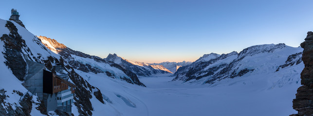 Panorama view of Aletsch glacier from Jungfraujoch