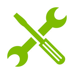 Spanner And Screwdriver vector icon. Style is bicolor flat symbol, cobalt, rounded angles, white background