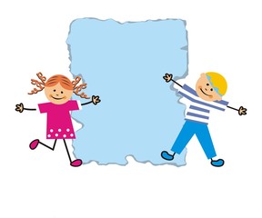 children and paper, vector conceptual illustration