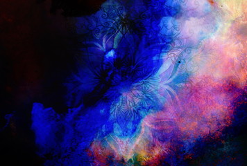 oriental ornamental mandala and color abstract background with spots.