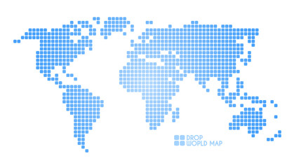 White vector dots world map.