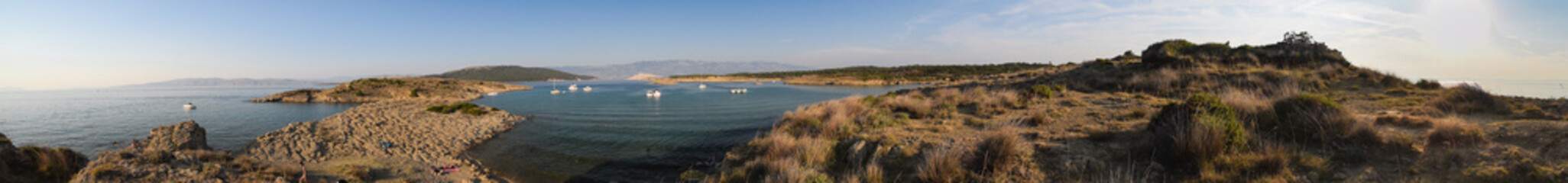 The pristine coastline and crystal clear water of the island of