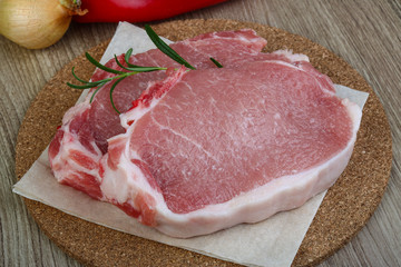Raw pork steak