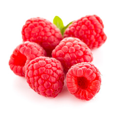 Raspberries with leaves