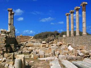 Libya. Leptis Magna. The Old Forum - The Temple of Rome and Augustus
