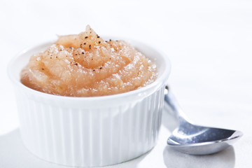 bowl of fresh made apple sauce
