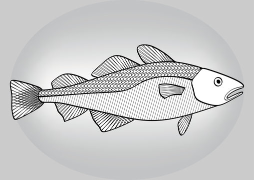 black and white fish drawing on gray clip art preview