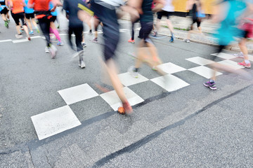 Runners crossing start or finish line