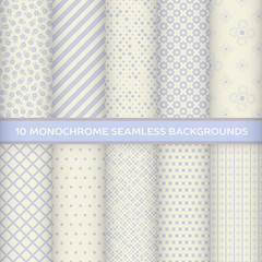 Set of monochrome seamless backgrounds