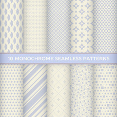 Set of monochrome seamless patterns