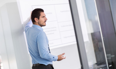 Business presentation on corporate meeting.