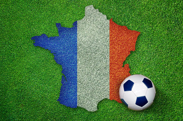 Euro 2016 Fußball EM Frankreich Landkarte Fahne mit Ball auf Rasen
