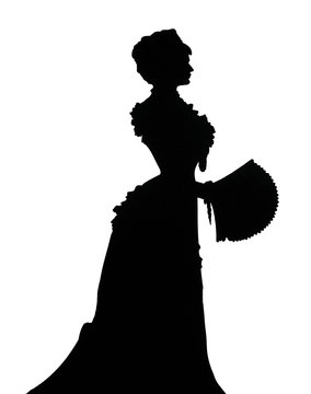 Elisabeth of Bavaria (Sissi). Silhouette. Queen with a fan.