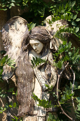Carved wooden statue of angel