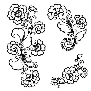 Henna tattoo flower template.Mehndi.
