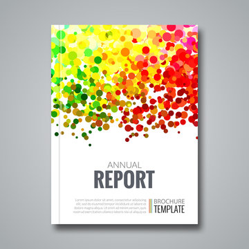 Business Report Design Background with Colorful Dots, simulating Watercolor. Dotwork Brochure Cover Magazine Flyer Template, vector illustration