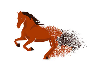 running horse in the grunge style