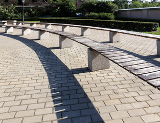 Amphitheater benches in the Izmailovo garden on the Fontanka. St. Petersburg

