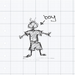 Doodle of a scruffy boy