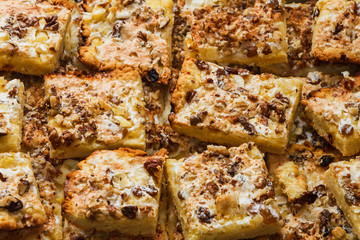 Slices of cake with walnuts