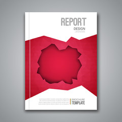Cover Report Business Colorful Red Polygonal Hole Geometric pattern Design Background, Cover Magazine, Brochure Book Cover Template, vector illustration